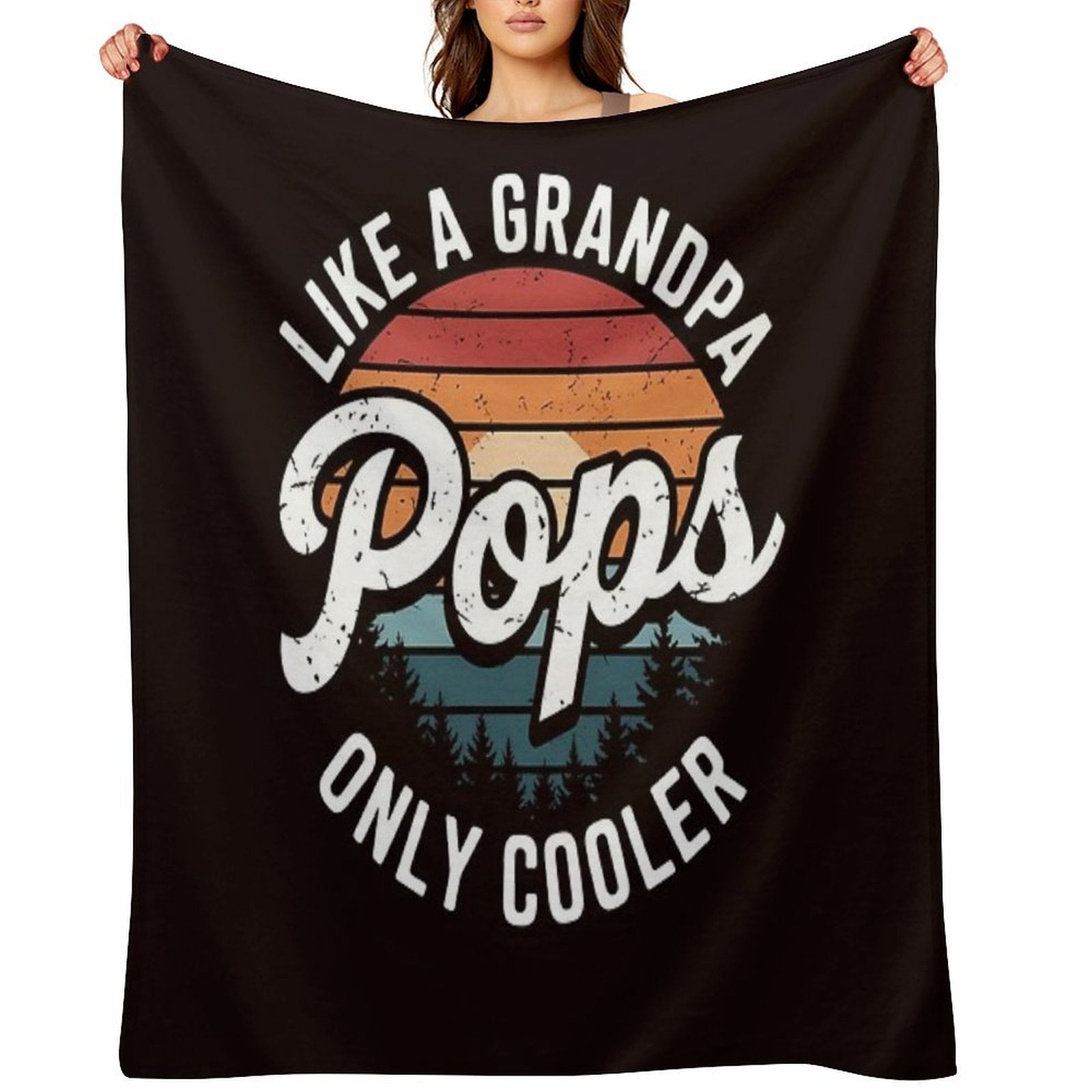 Pops Like A Grandpa Only Cooler Retro Gift Pops Dad Grandpa Comfort Throw Blanket