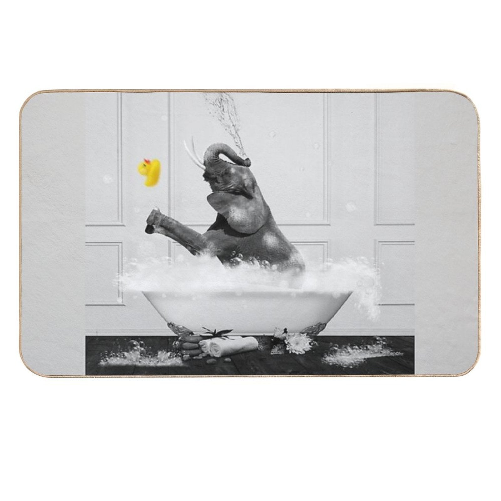Elephant Taking A Bath  Long-Lasting Bath Mat
