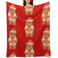 Cute Christmas Bear with Gift – Holiday Winter Illustration Eco-conscious Throw Blanket