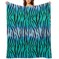 Tiger Skin Style Design in Blue Plush Throw Blanket