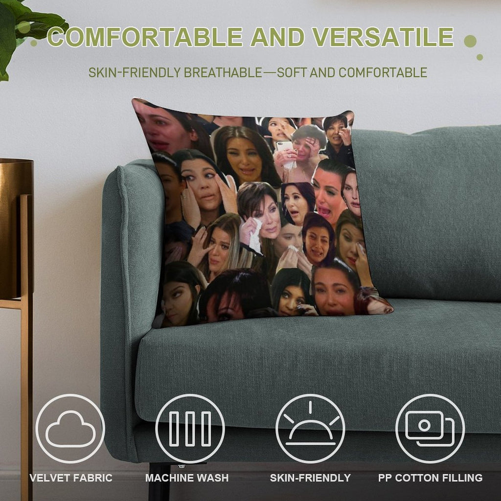 Kardashian's Crying Collage Soft Style Accent Throw Pillow