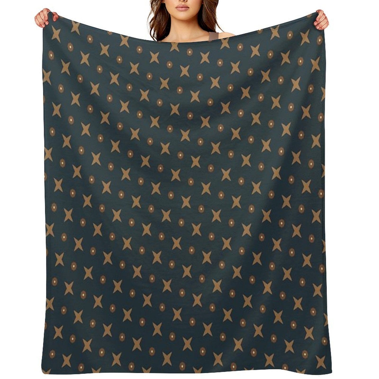 Timeless Elegance Luxurious Dark Blue & Earthy Tones Seamless Pattern No.9 Travel-friendly Throw Blanket
