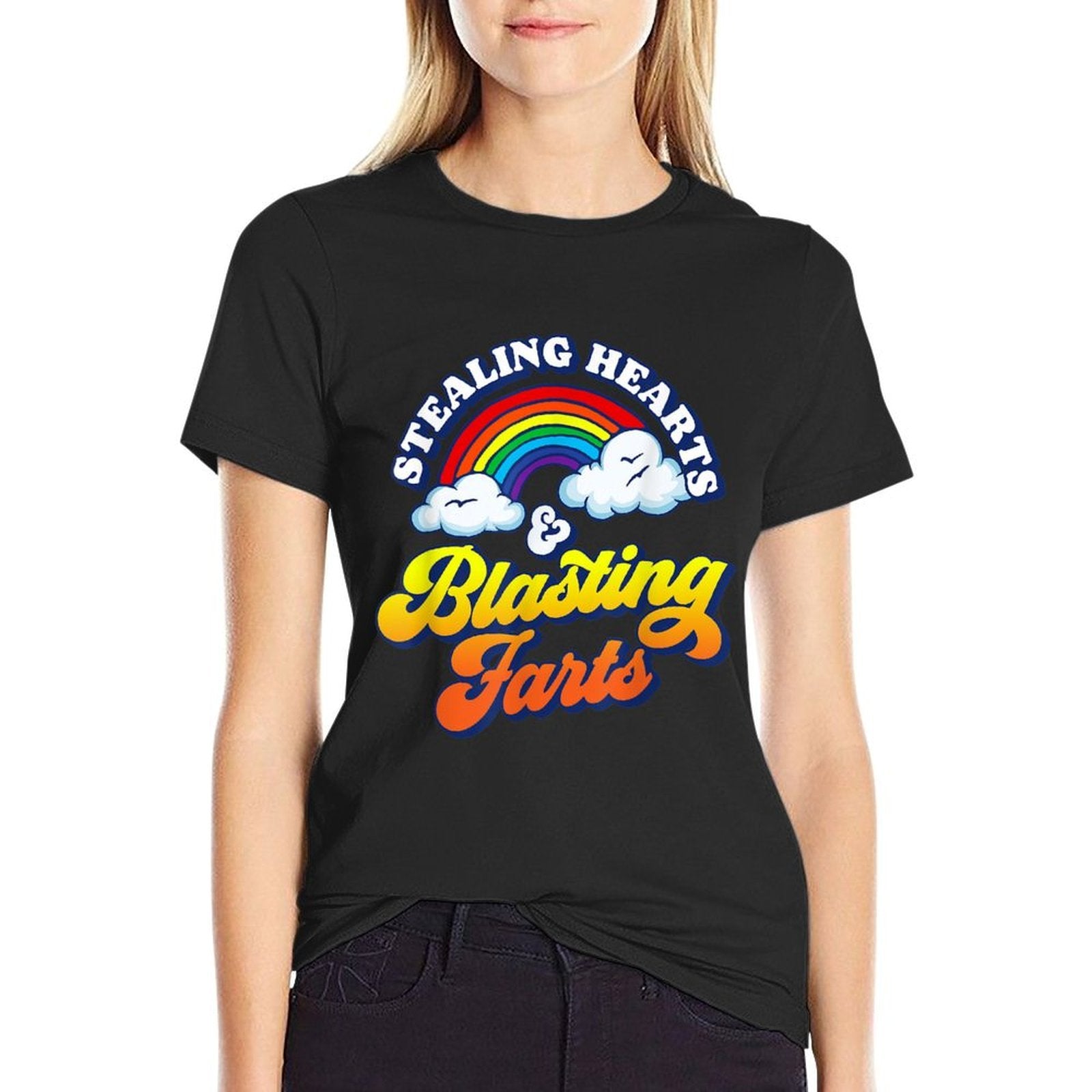 Stealing Hearts  Blasting Farts Funny Rainbow Valentines  Heathered Texture T-Shirt
