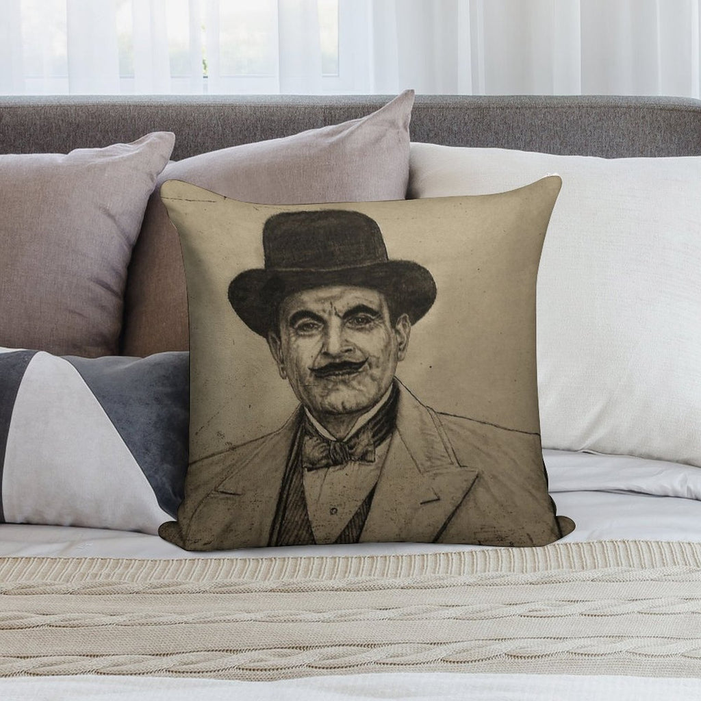 Hercule Poirot (David Suchet) Soft Fade-Resistant Throw Pillow