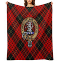 Clan MacQueen Crest over Tartan Premium Throw Blanket