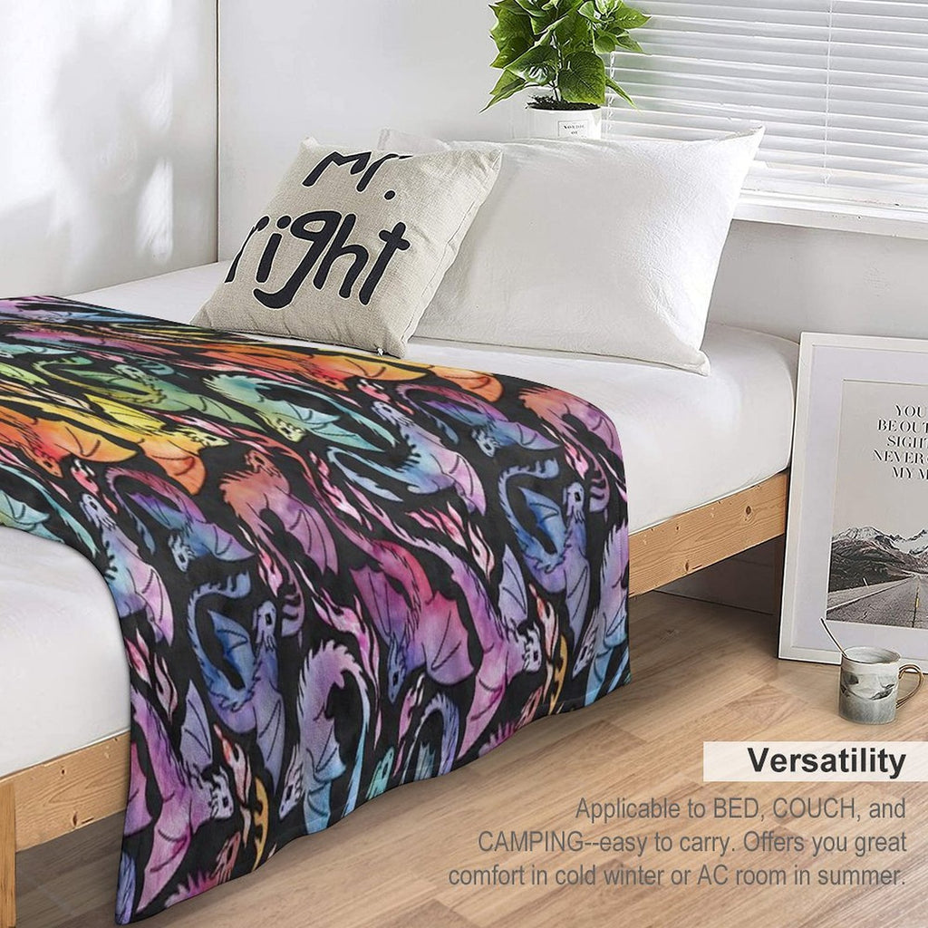 Dragon Fire Dark Rainbow Versatility Throw Blanket