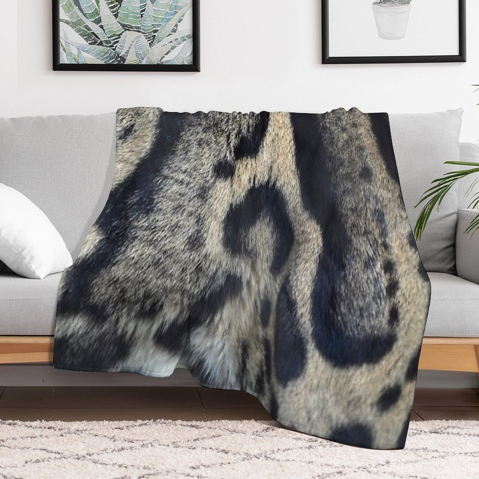 Clouded Leopard Print Velvety-soft Throw Blanket