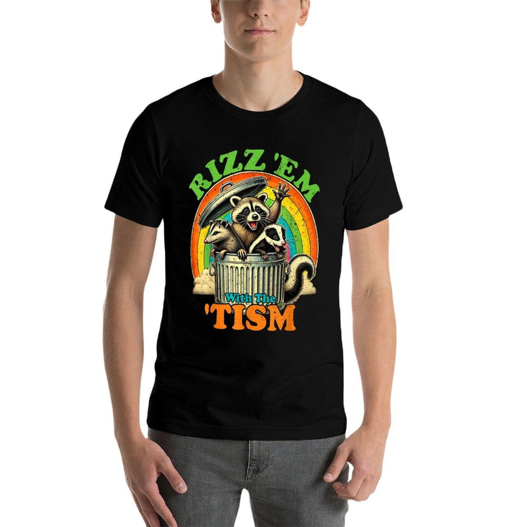Autistic Raccoon Possum Skunk Meme Rizz Em With The Tism  Trendy Pattern T-Shirt