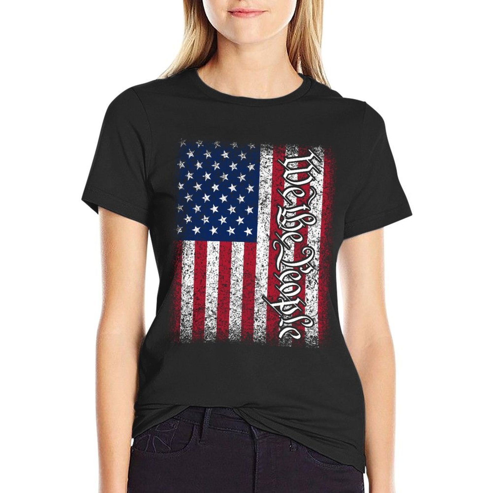 American USA We The People Patriotic Red White Blue  Tagless Design T-Shirt