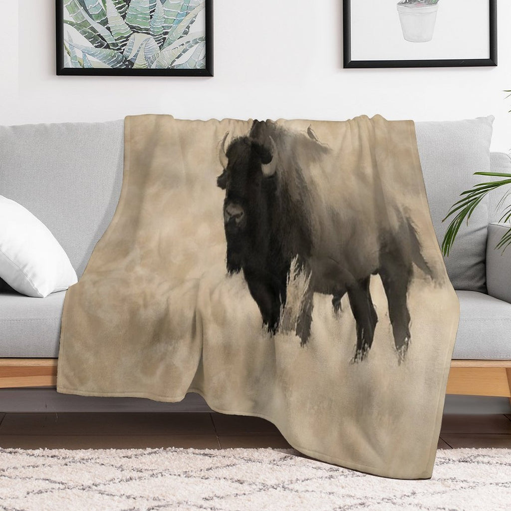 American Buffalo  -  Plains Bison Travel-friendly Throw Blanket