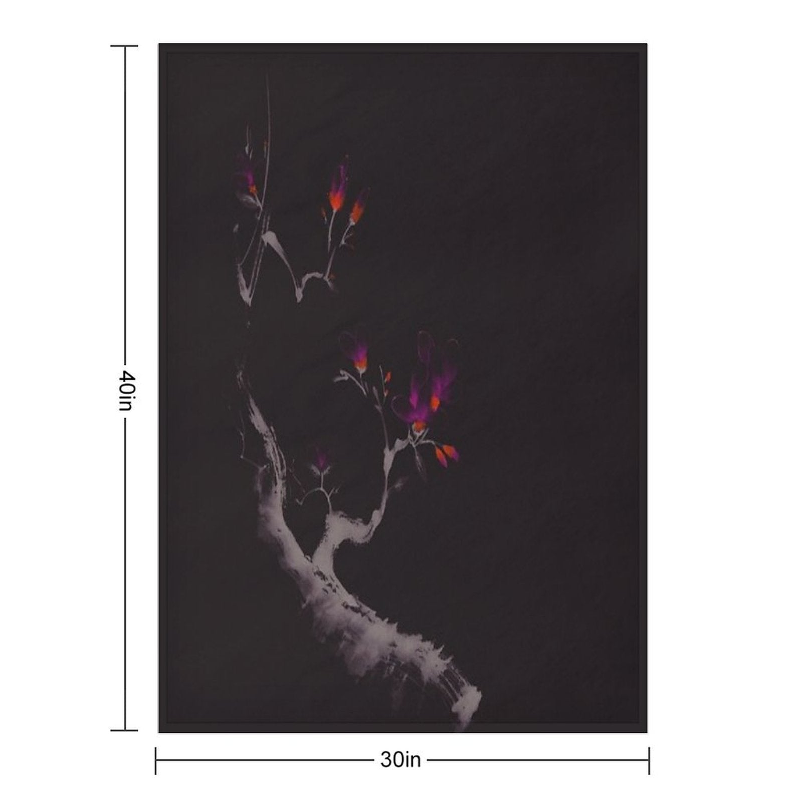 Enchanting Oriental Artwork of A Budding Sakura Branch with Deep Violet Flowers Art Print Travel-friendly Throw Blanket