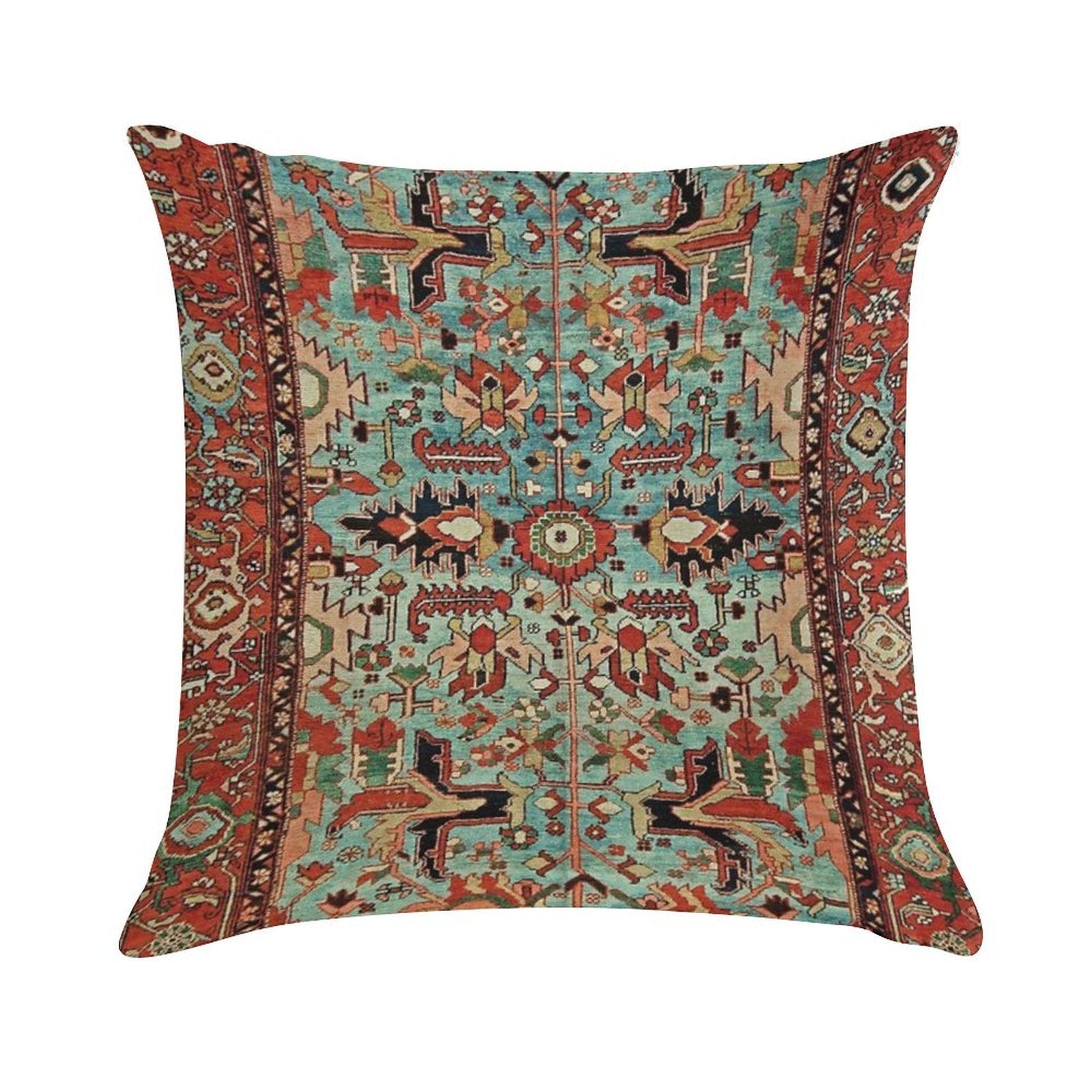 Antique Heriz Persian Carpet Print Soft Durable Construction Throw Pillow