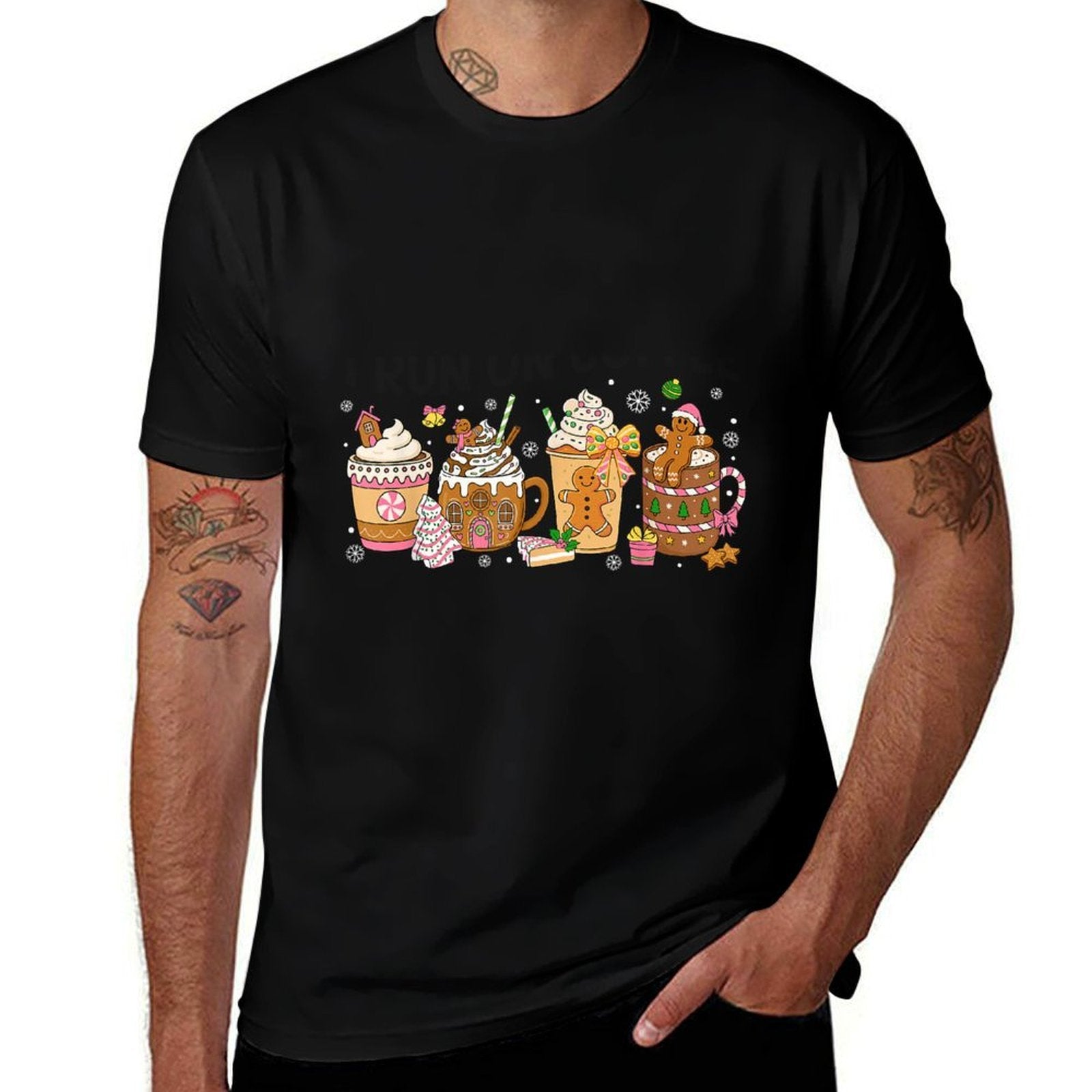 Gingerbread Cookie Christmas Coffee Cups Latte Drink Women  Relaxed-fit T-Shirt