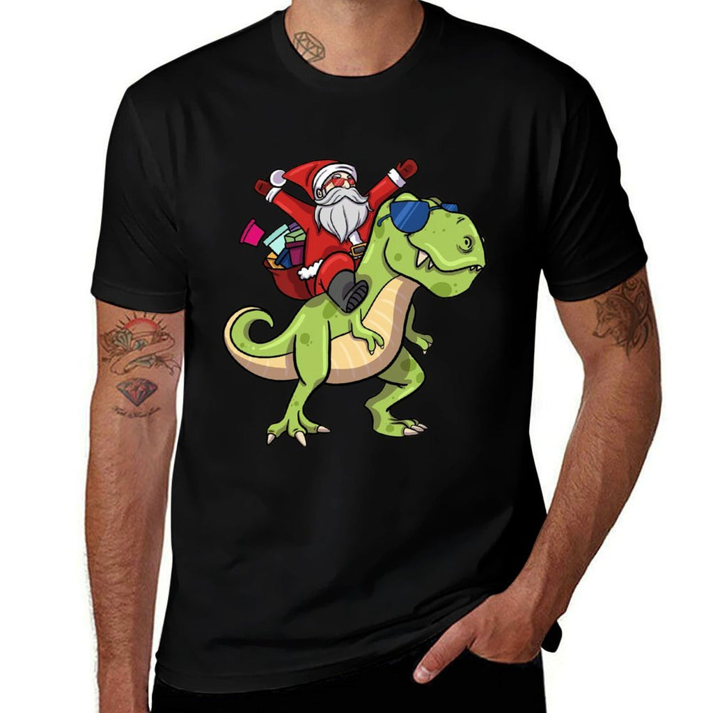 Santa Riding Dinosaur T Rex Christmas Boys Men Xmas Squad  Odor-resistant T-Shirt