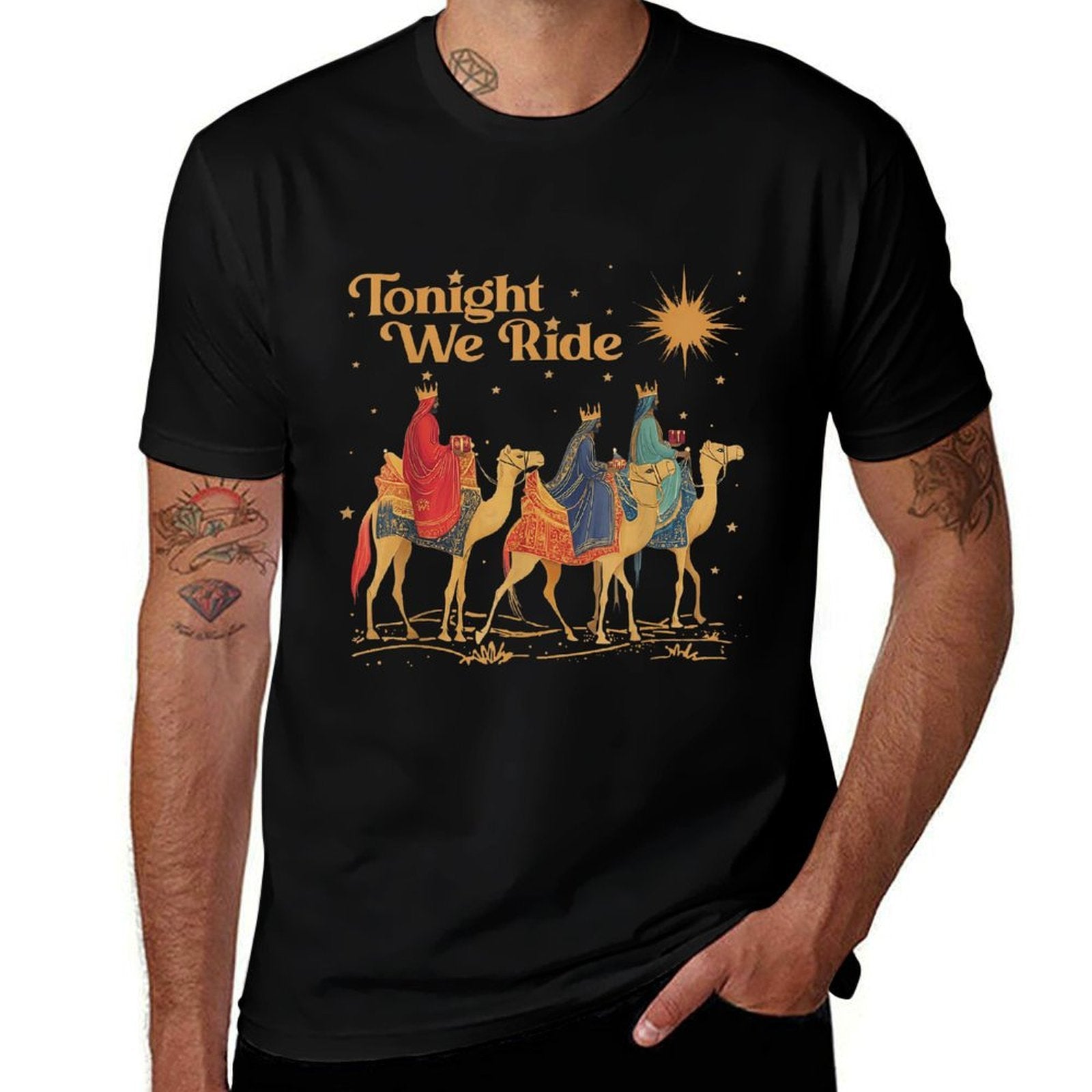 Retro Tonight We Christian Ride Christmas Christian Quote  Versatile T-Shirt