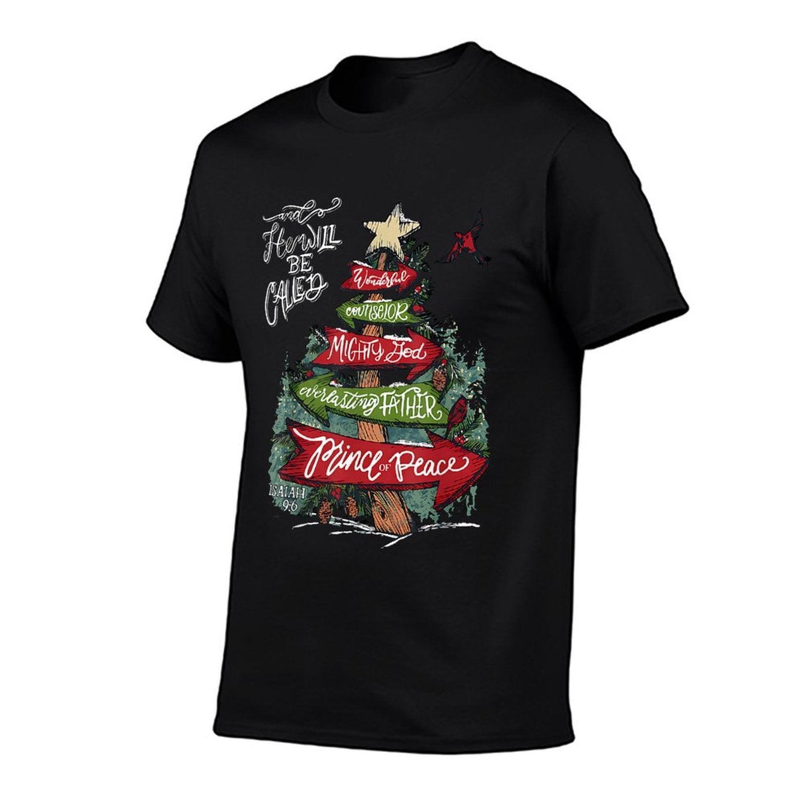 Isaiah 96 And He Will Be Called Jesus Christmas Christian  Rolled Sleeves T-Shirt