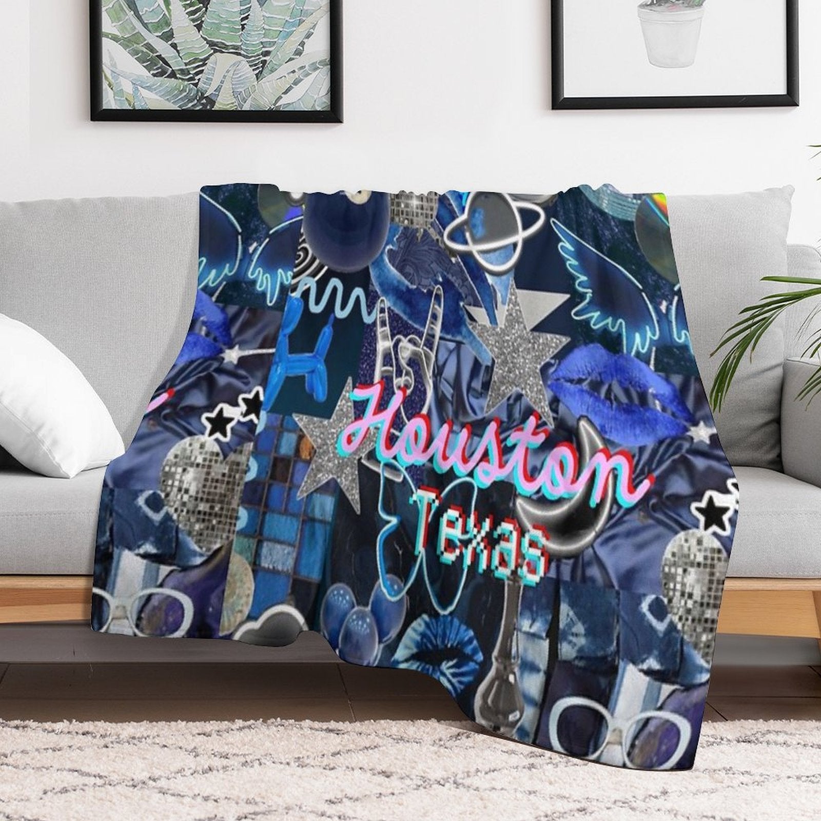 Houston Texas COLLAGE Wrinkle-free Throw Blanket