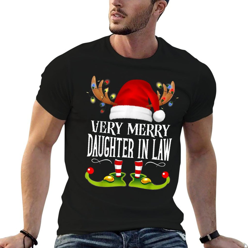 Very Merry X-Mas Daughter in Law Matching Christmas  Trendy Pattern T-Shirt