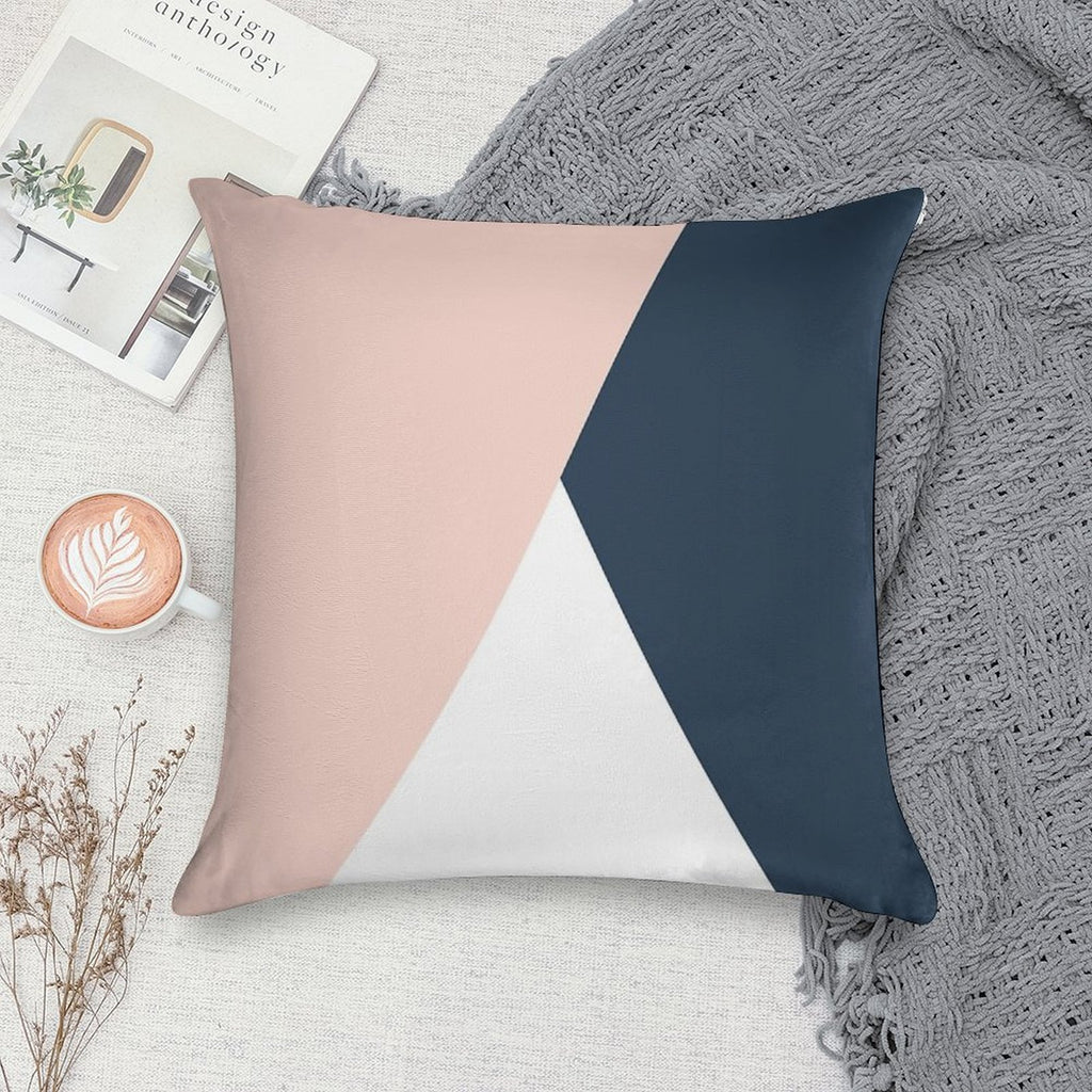 Modern Geometric Blush Pink & Navy Blue Soft Style Accent Throw Pillow