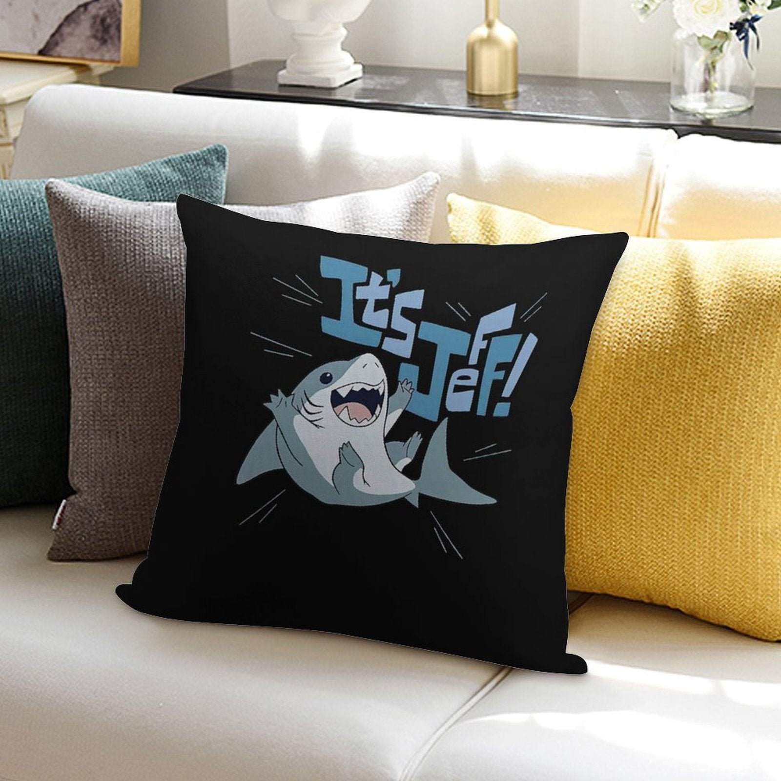 It’s Jeff The Landshark Soft High-Density Material Throw Pillow