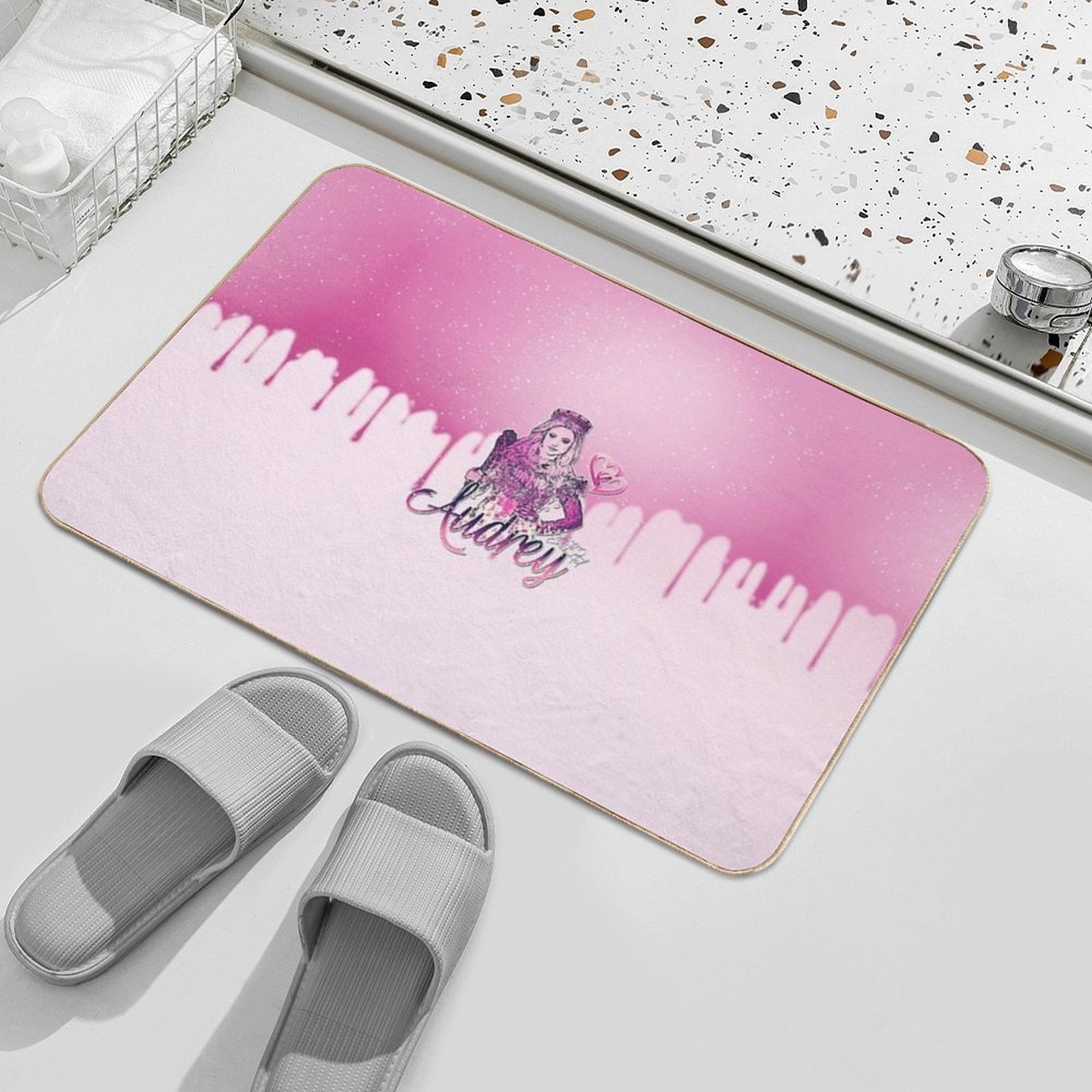 Audrey Descendants (Pretty Pink Princess Queen Girl)  Toxin-Free Bath Mat