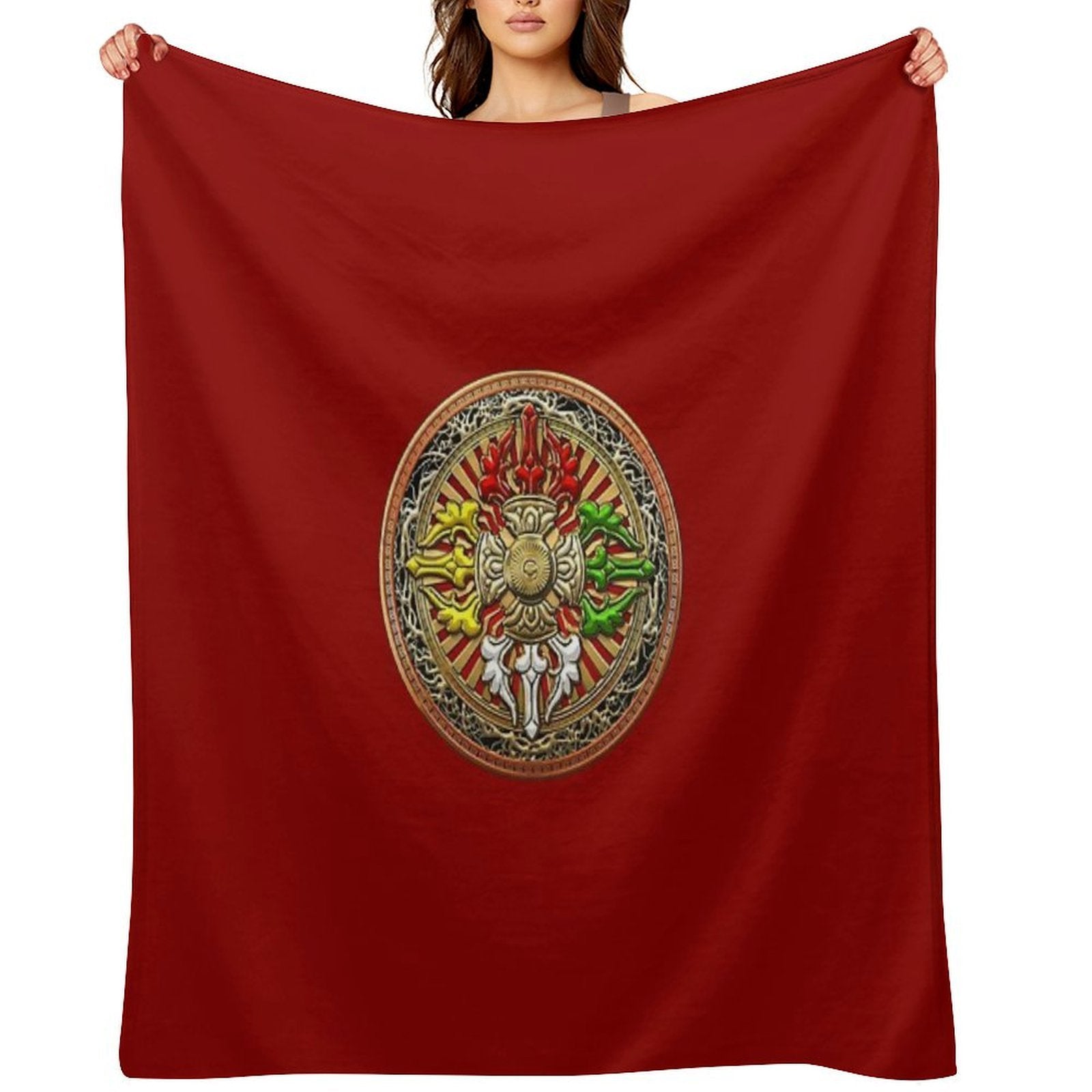 Tibetan Double Dorje Mandala - Double Vajra Compact Throw Blanket