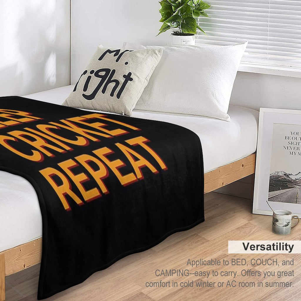 Eat Sleep Cricket Repeat Sports Athlete Cricketer Compact Throw Blanket