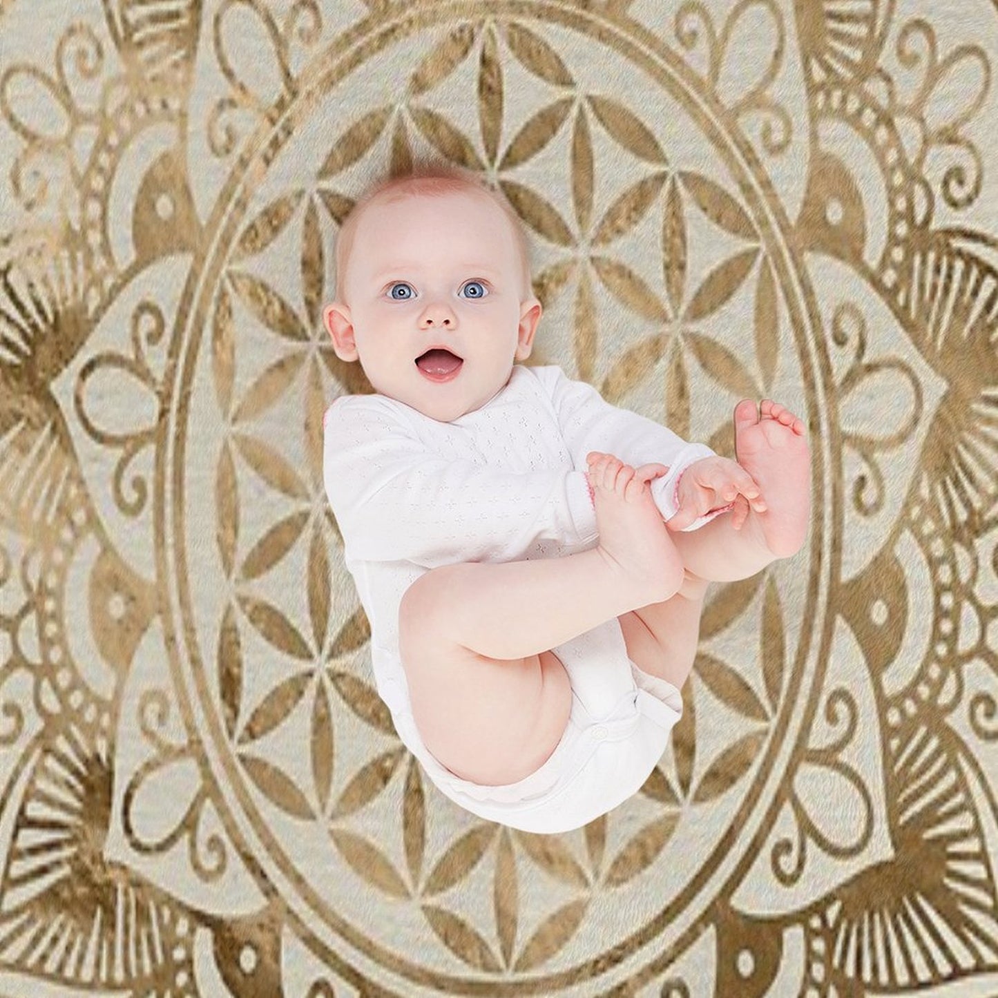 Flower of Life in Lotus - Pastel Golds And Canvas Plush Throw Blanket