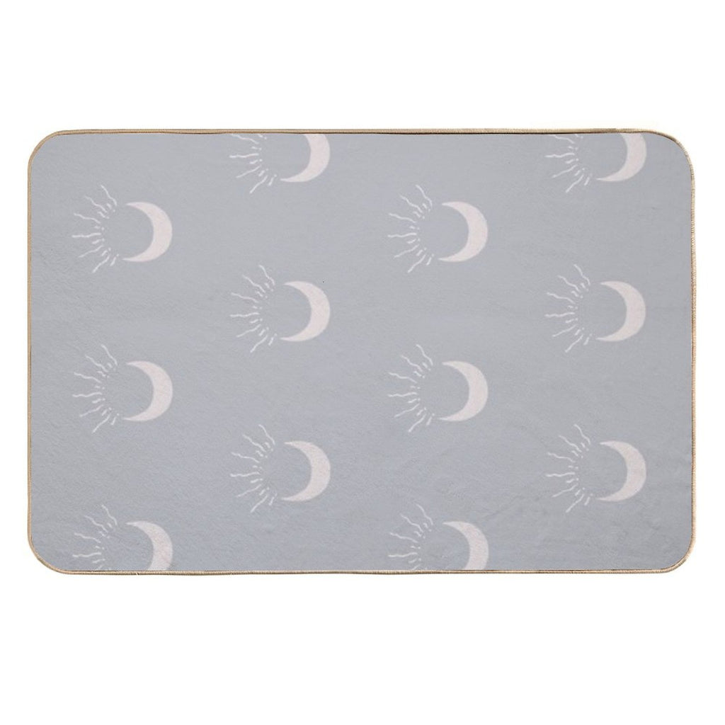 Cute Sun And Moon Design Boho Aesthetic In Muted Colors Stone Blue  Odorless Bath Mat