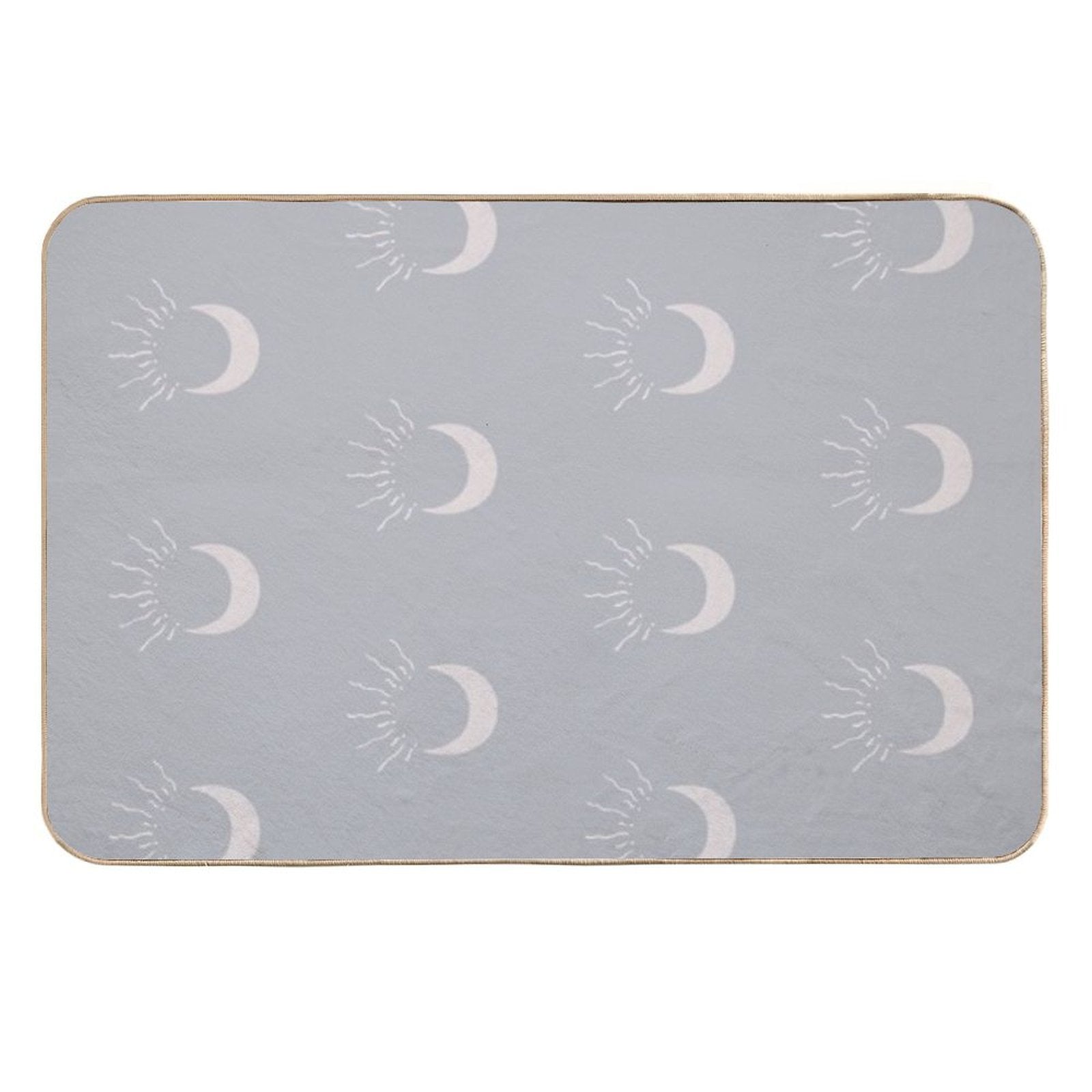 Cute Sun And Moon Design Boho Aesthetic In Muted Colors Stone Blue  Odorless Bath Mat