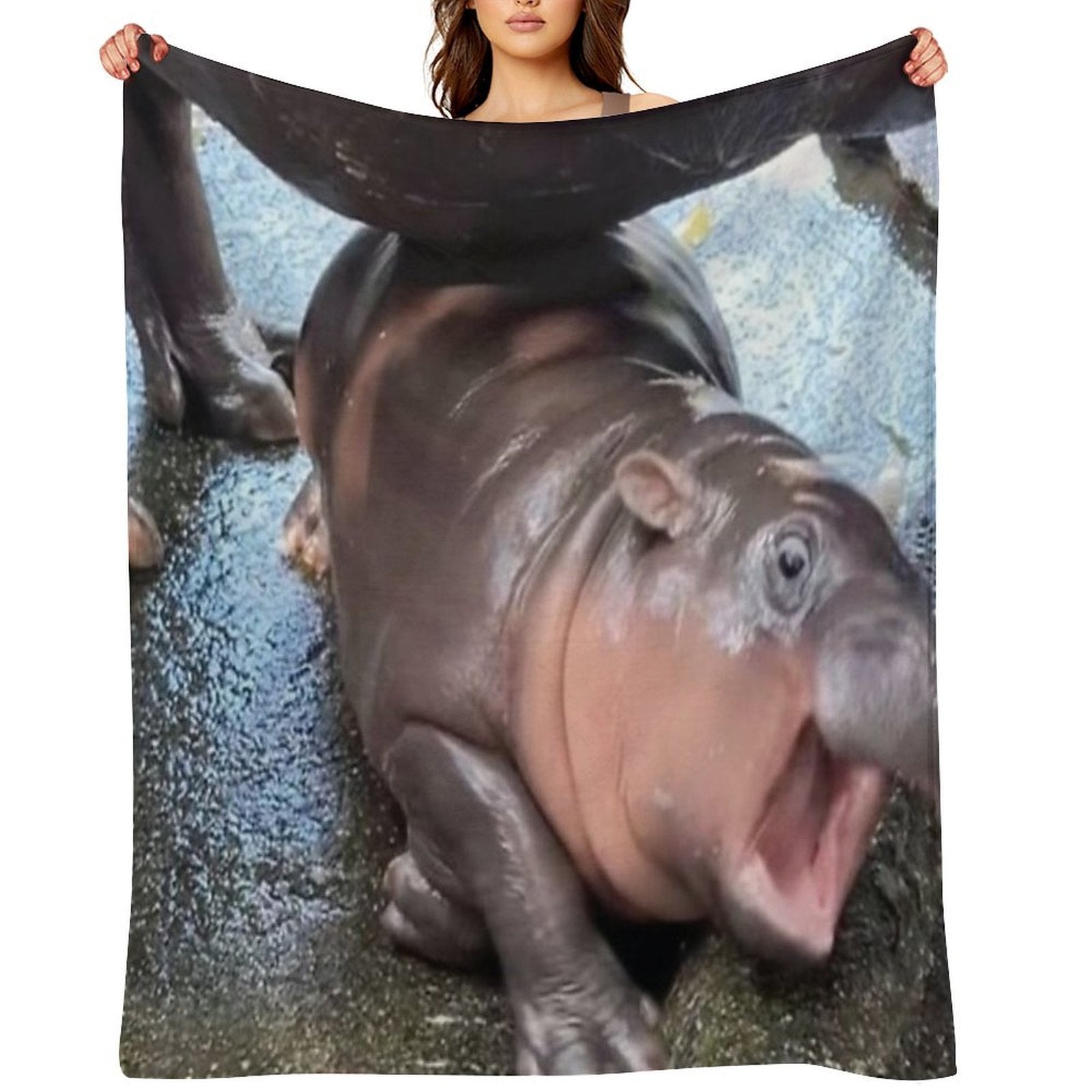 Moo Deng - Drama Powers Versatility Throw Blanket