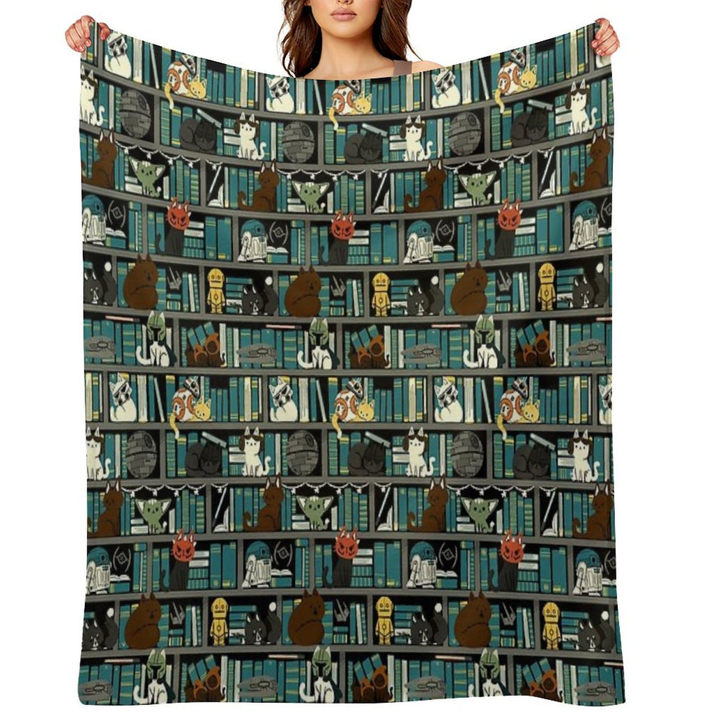 Library Kitten Wars Travel-friendly Throw Blanket