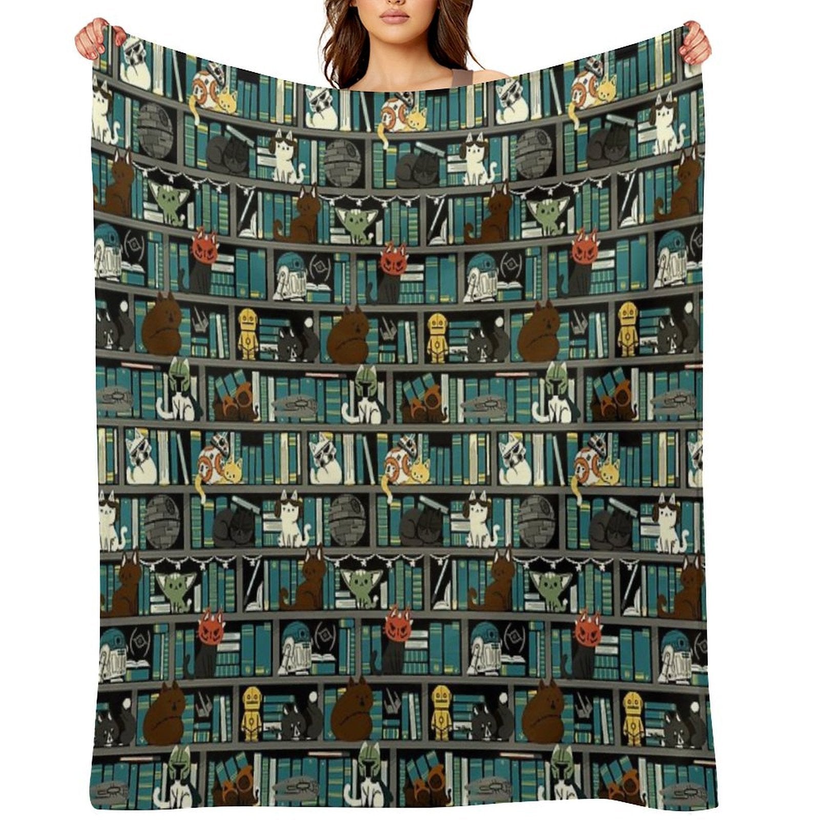 Library Kitten Wars Travel-friendly Throw Blanket