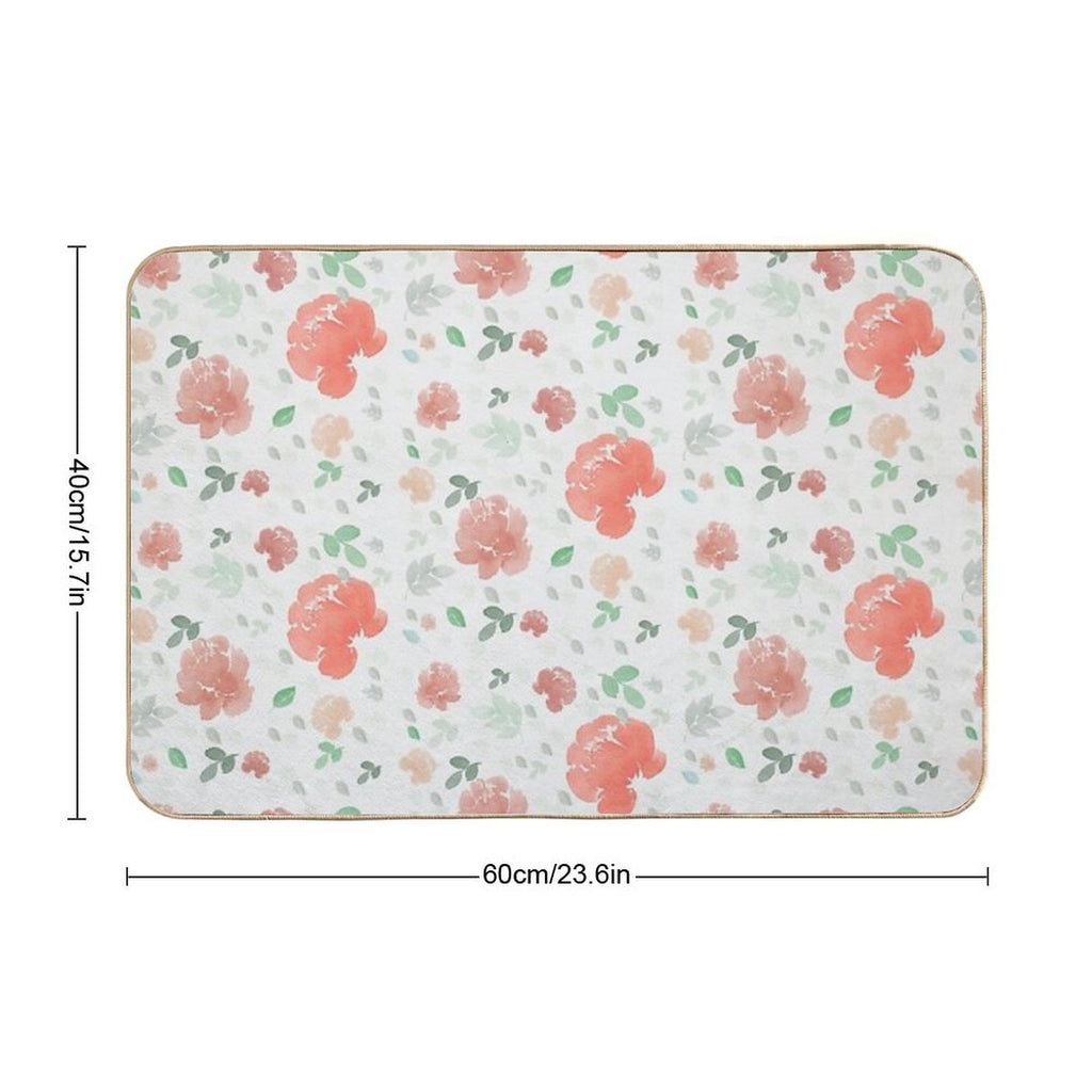 Watercolor Flowers Peonies Durable Bath Mat