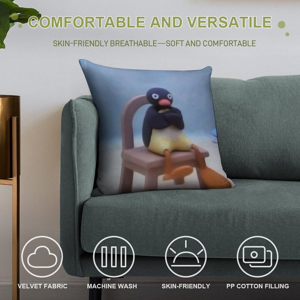 Angry Pingu Soft Multiple Sizes Throw Pillow