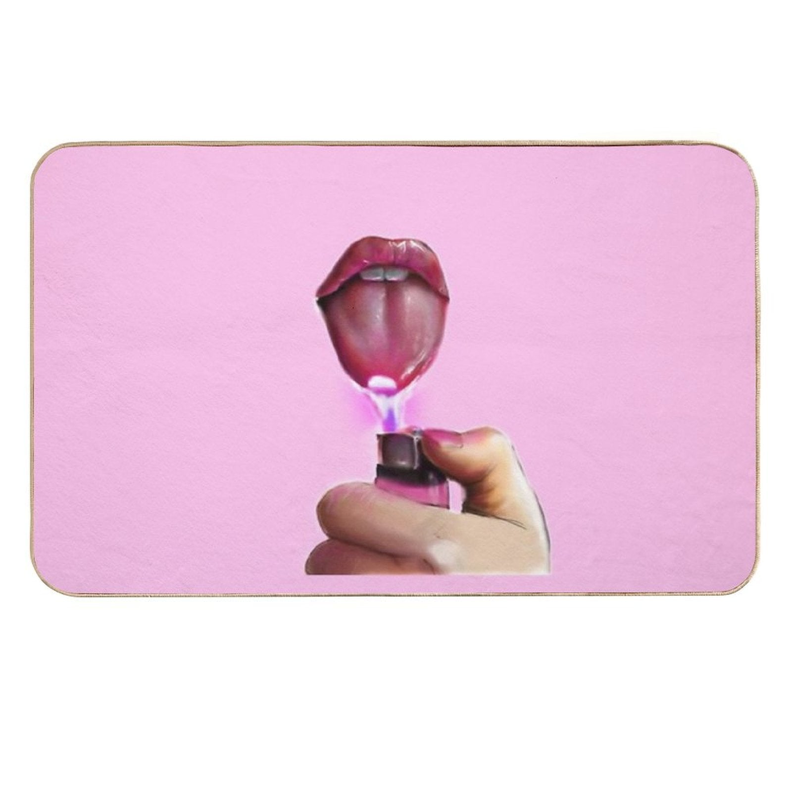Lips Only I Am A God Crazy Pink  Pet-Safe Bath Mat