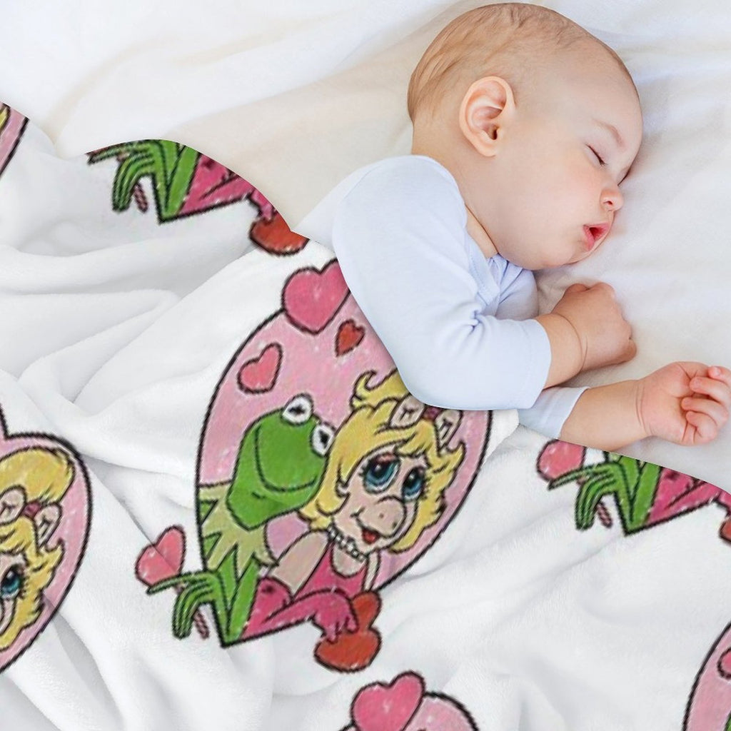 Distressed Kermit And Miss Piggy Plush Throw Blanket