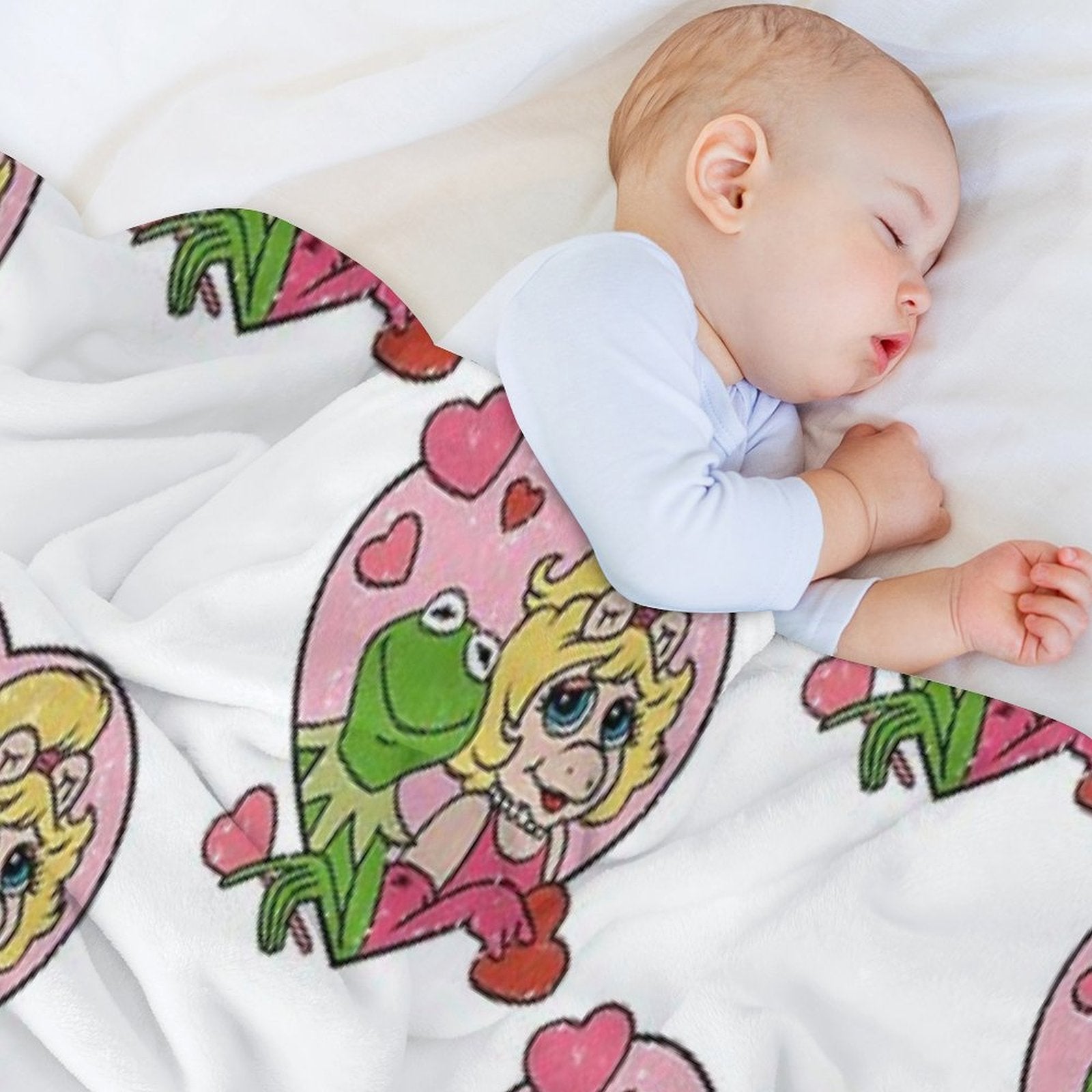 Distressed Kermit And Miss Piggy Plush Throw Blanket