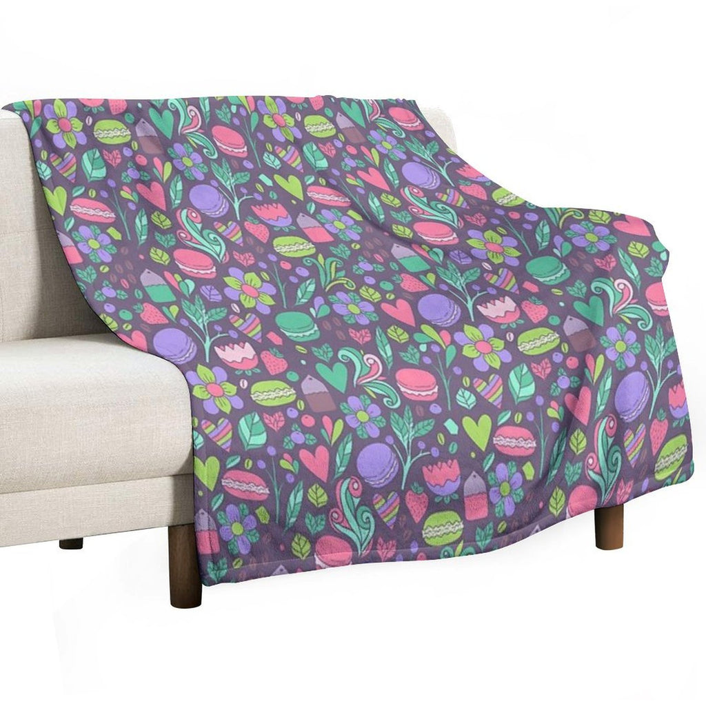 Macarons And Flowers Sustainable Throw Blanket