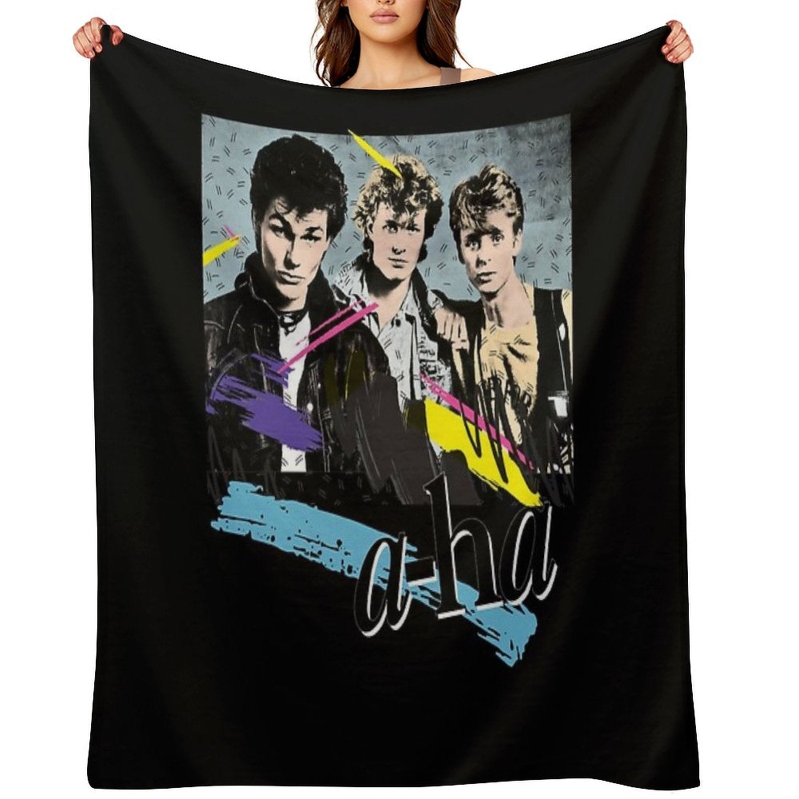 Original Vintage Styled 80s A-Ha Design Premium Throw Blanket