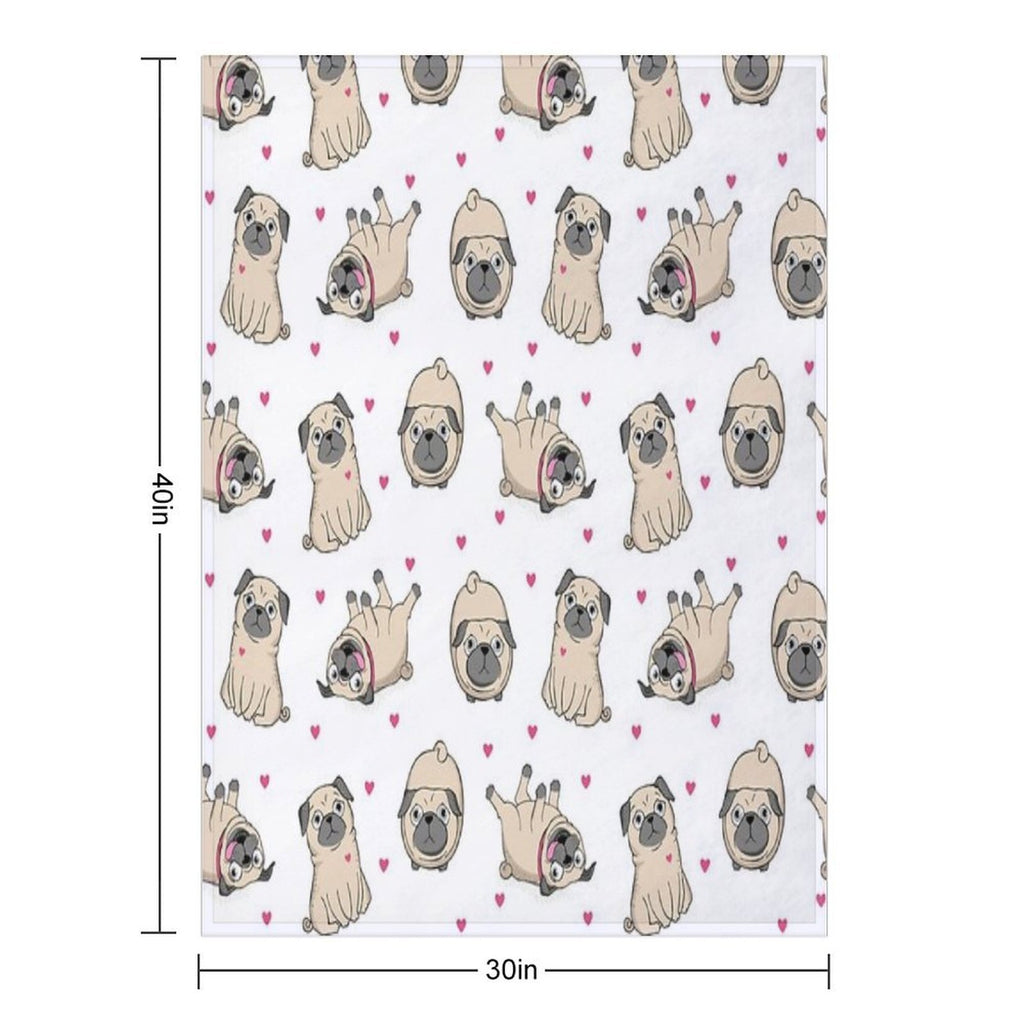 Seamless Pattern with Cute Pugs Eco-conscious Throw Blanket