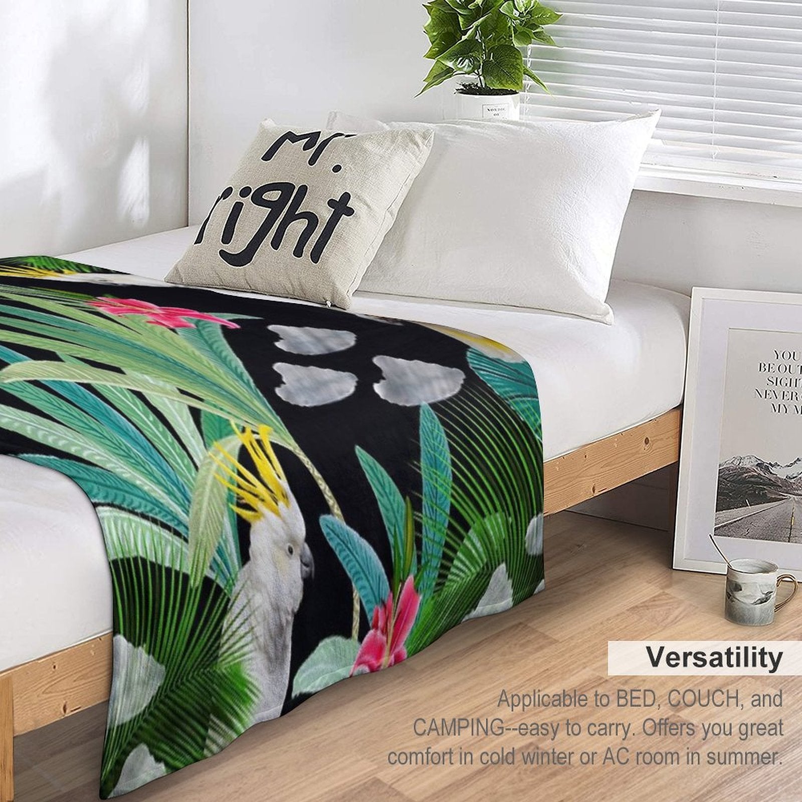 Cockatoo Pattern Sustainable Throw Blanket