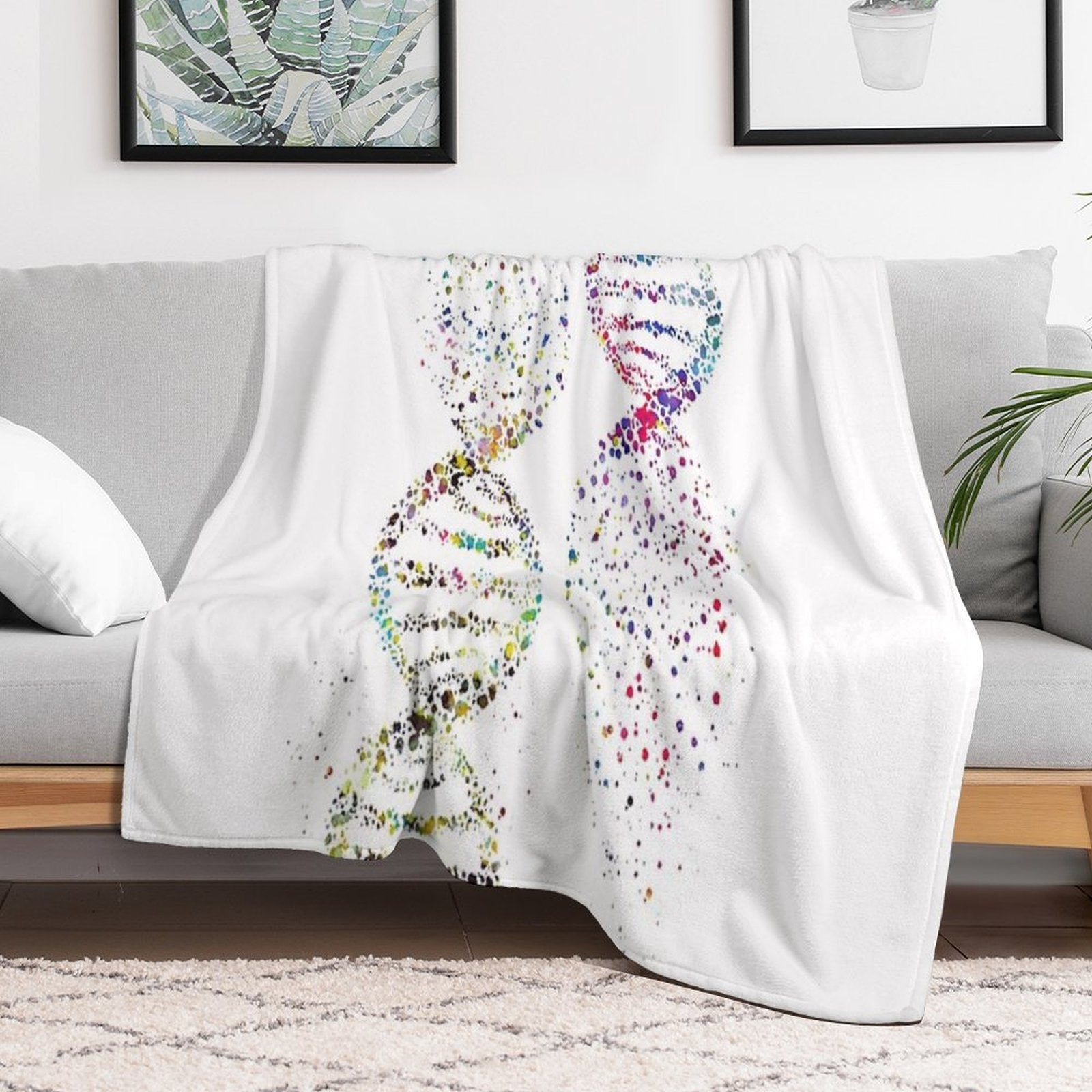 DNA, Watercolor Art,Dna Double Helix Genetic Compact Throw Blanket