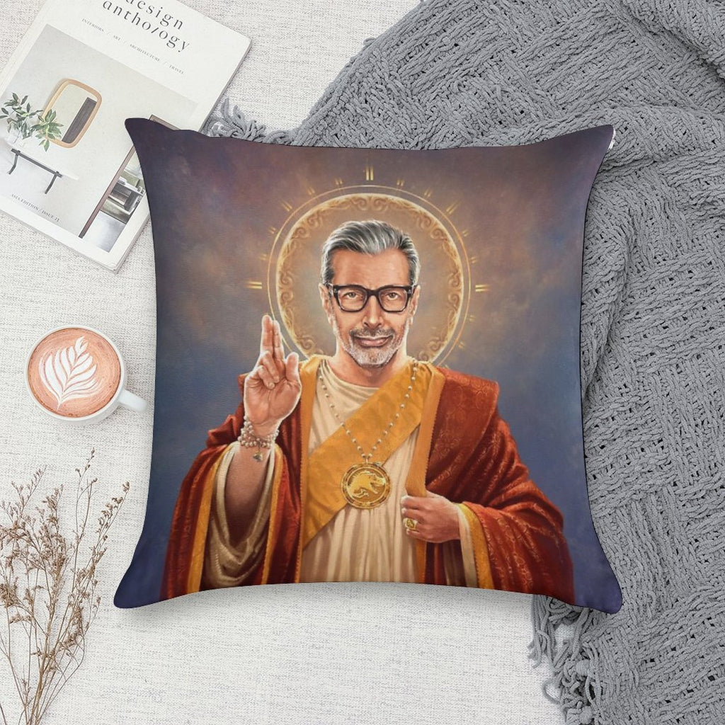 Saint Jeff of Goldblum, Jeff Goldblum Original Religious Painting Soft Shrink-Resistant Throw Pillow