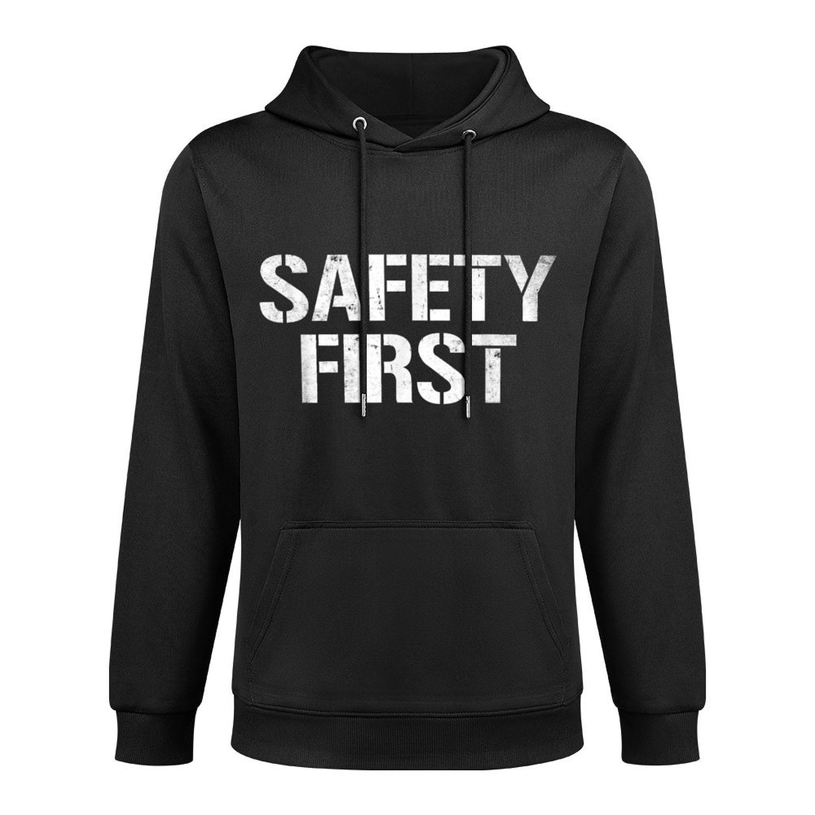 Safety First Black Funny Humour Idea Perfect for Office, Work, School And University Shape Retention Hoodie