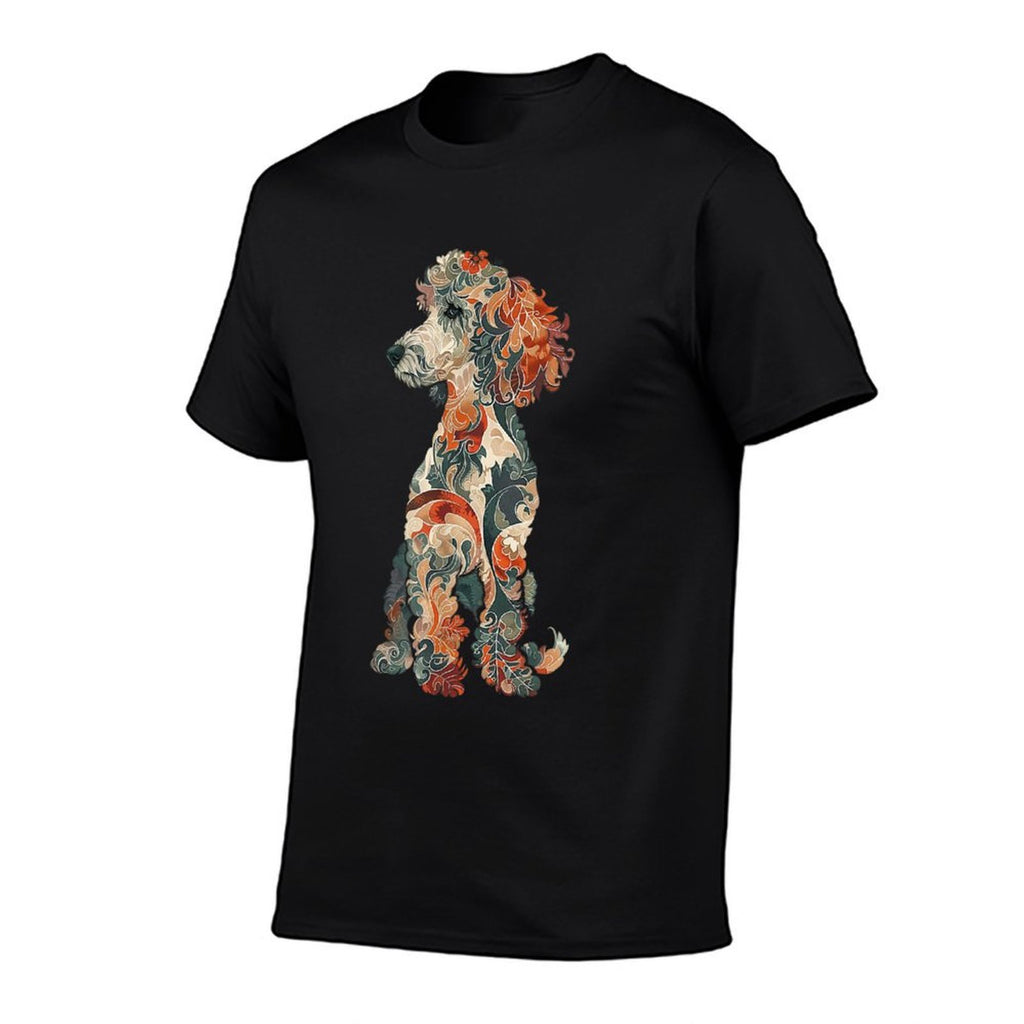 Womens  Girls Multicolored Cute Folk Art Poodle Lover  Soft T-Shirt