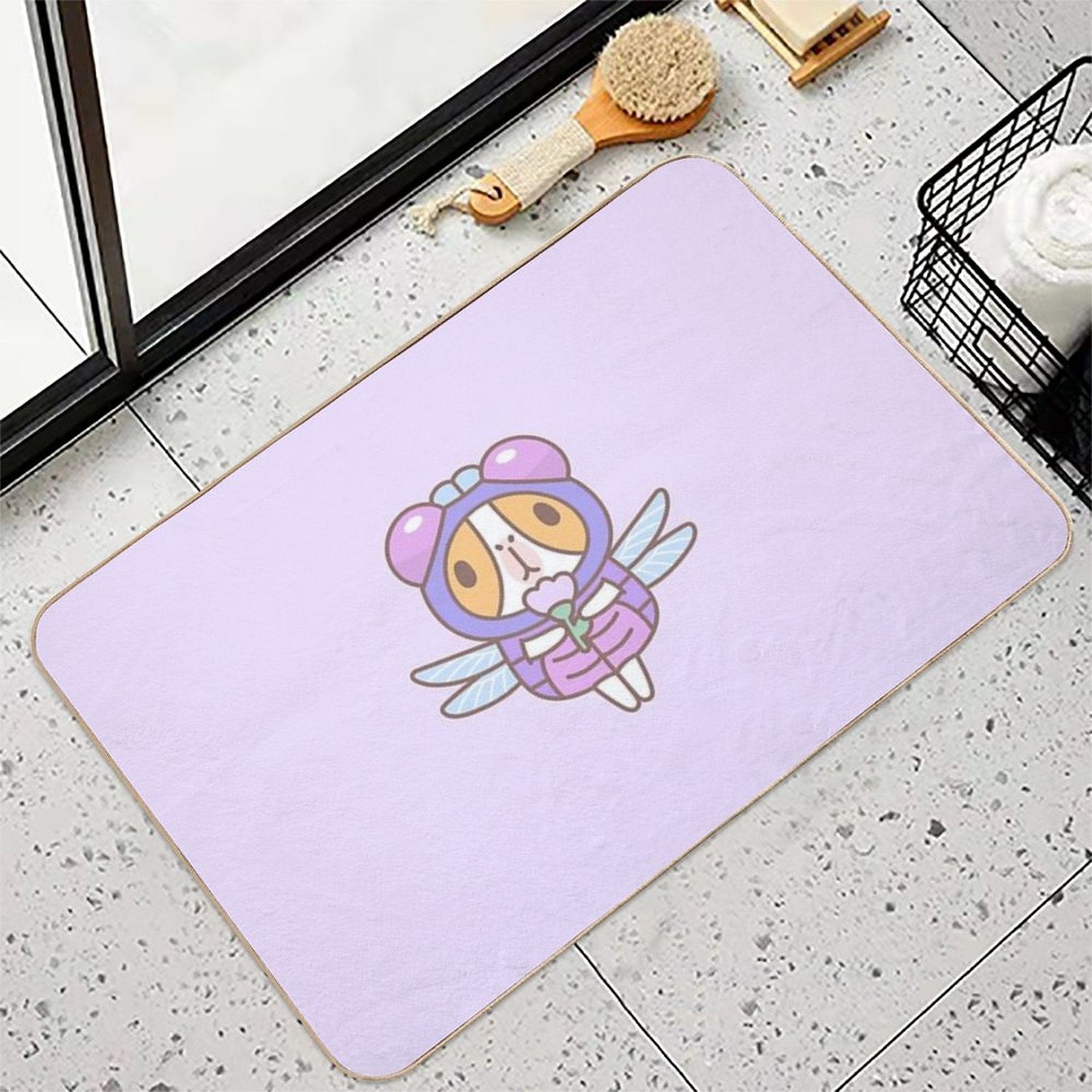 Guinea Pig in Dragonfly Costume  Slip-Resistant Bath Mat