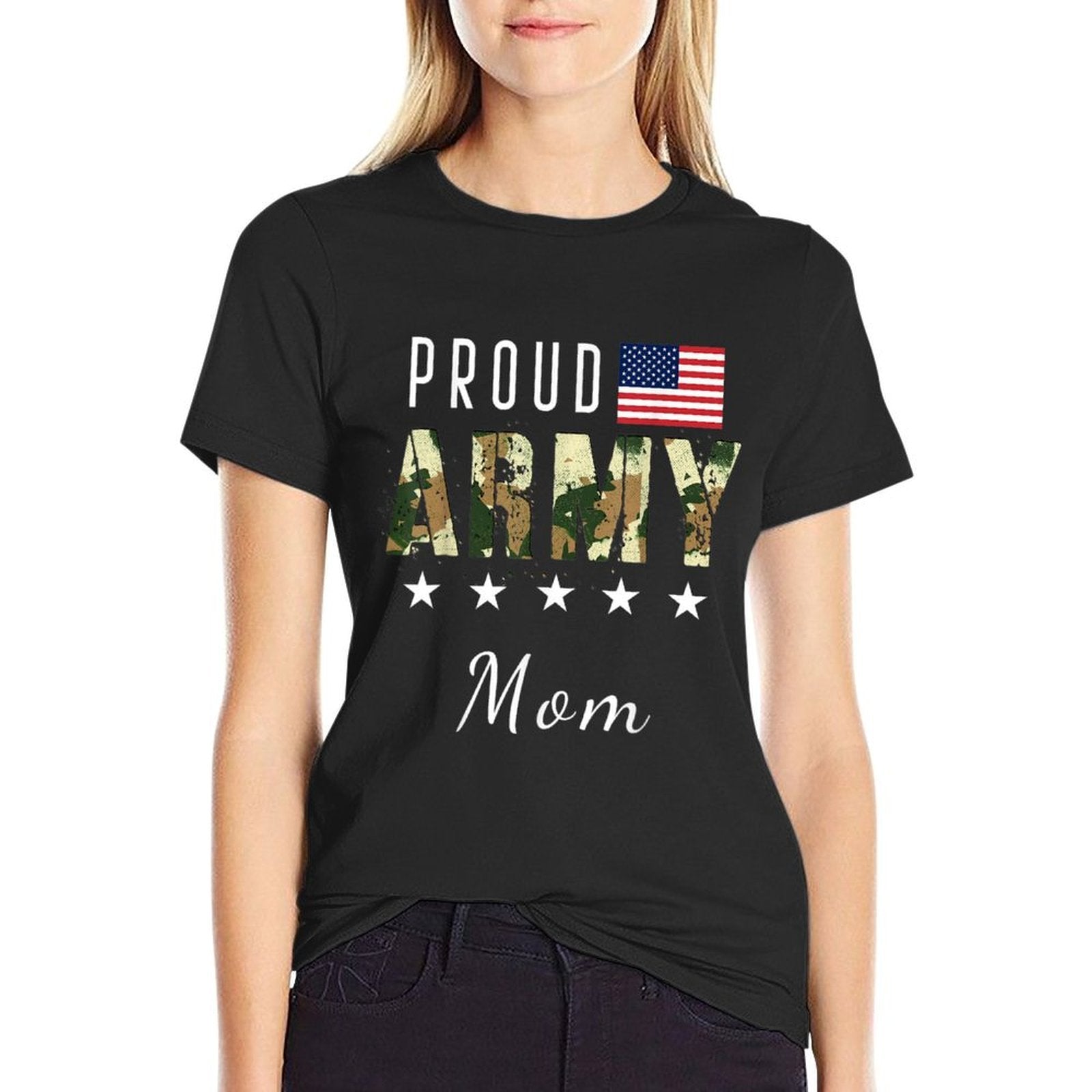 Proud Military Camouflage Proud Army Mom Mother Gift  Tagless Design T-Shirt