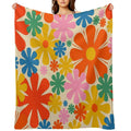 Retro 60s 70s Aesthetic Colorful Floral Pattern All-season Throw Blanket