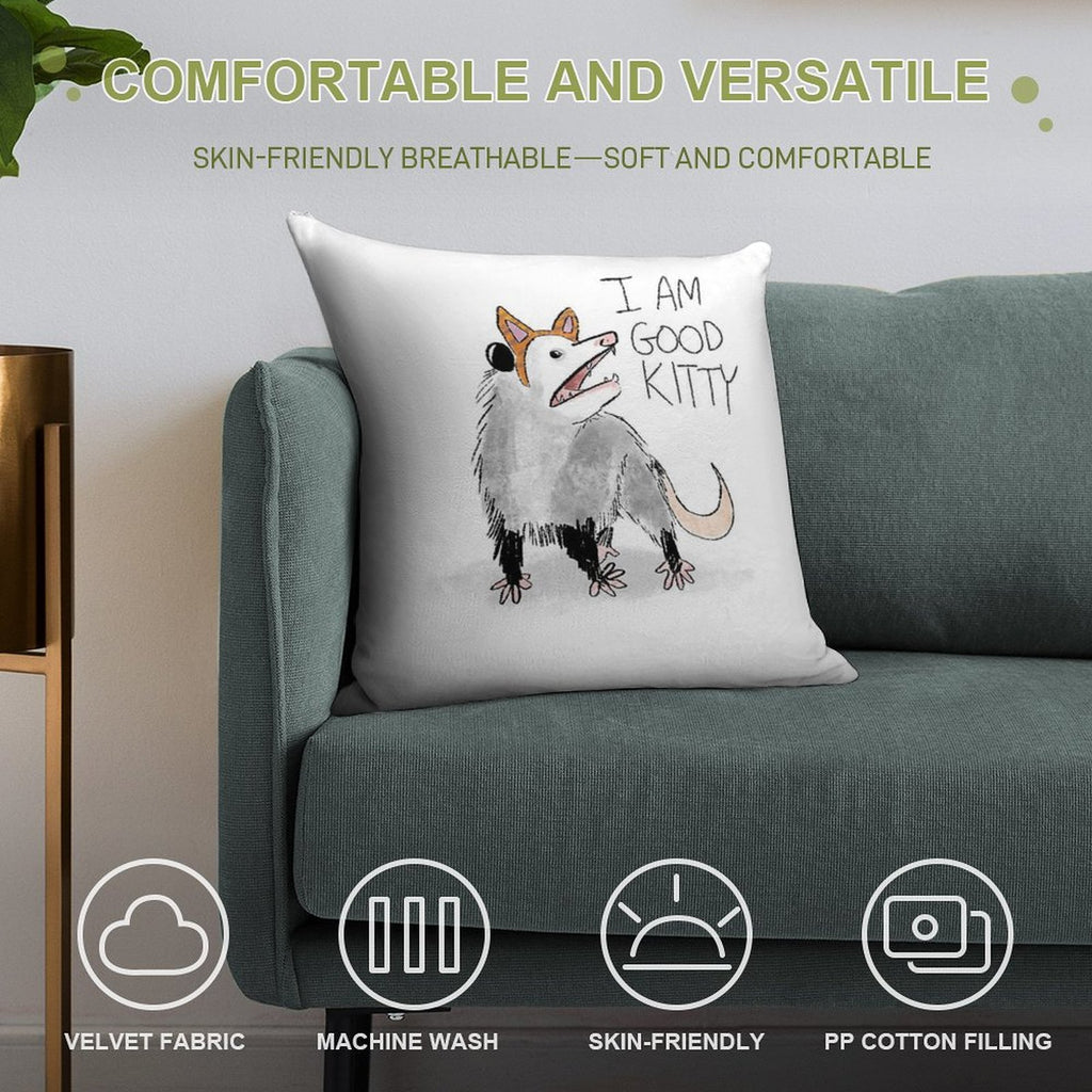 I AM GOOD KITTY Design Soft Shrink-Resistant Throw Pillow